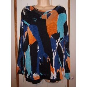 NWT Women's CHELSEA & THEODORE Printed Pullover Knit Top w Tank Size XL
